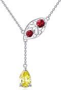 wholesale 925 Sterling Silver Ladybug & Yellow Stone Pendant Lariat Necklace for Women-0-0