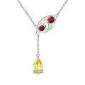 wholesale 925 Sterling Silver Ladybug & Yellow Stone Pendant Lariat Necklace for Women-0-0