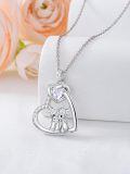 wholesale Sterling Silver Stone Highland Cow Heart Pendant Scotland Jewelry Gift-0-30