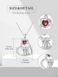 wholesale 925 Sterling Silver Garnet & Cubic Zirconia Scottish Highland Cow Heart Necklace for Women Gifts from Scotland-0-1