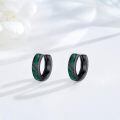 wholesale 925 Sterling Silver Green Enamel Huggie Earrings Wholesale With Geometric Design-0-2
