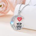 wholesale 925 Sterling Silver Moonstone Cat Family Love Heart Balloon Pendant Necklace for Women-0-4