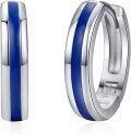 wholesale 925 Sterling Silver Blue Opal Inlay Huggie Hoop Earrings for Men & Women-0-0
