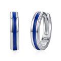 wholesale 925 Sterling Silver Blue Opal Inlay Huggie Hoop Earrings for Men & Women-0-0