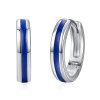 wholesale 925 Sterling Silver Blue Opal Inlay Huggie Hoop Earrings for Men & Women-Blue Oil Drop