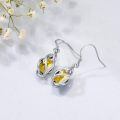wholesale 925 Sterling Silver Twisted Design Yellow Gemstone Drop Earrings-0-3