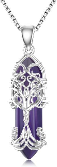 wholesale 925 Sterling Silver Purple Agate Celtic Knot Tree of Life Pendant Necklace for Women-Tree of Life