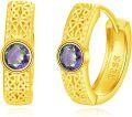 wholesale 925 Sterling Silver Celtic Knot Purple Crystal Hoop Earrings for Men & Women-0-0