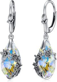 wholesale  Sterling Silver Crystal Aurora Borealis Earrings Birth Flower Floral Jewelry for Women Mom -3-March