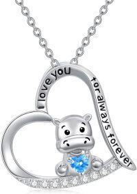 wholesale 925 Sterling Silver Hippo Love You Forever Pendant Necklaces Gifts for Women-Hippo 1