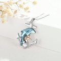 wholesale 925 Sterling Silver Dolphin Anchor Necklace With Blue Crystal And Rose Gold Starfish Detail-0-1