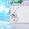 wholesale 925 Sterling Silver Tree of Life Birthstone Necklace with Gemstones-0-1