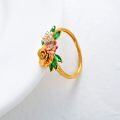 wholesale 14K Gold Plated Green Crystal & White Cubic Zirconia Floral Open Adjustable Rings for Women Wedding Engagement s-0-2