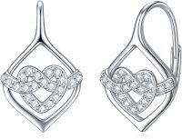 wholesale 925 Sterling Silver Infinity Heart Shape Dangle Drop Hoop Earrings for Women Gift Ideas-07-Leverback-Heart Knot