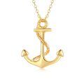 wholesale 14K Gold Anchor with Rope Design Pendant Necklace for Women - 18 Inches Long Chain-0-0