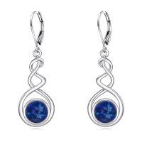 wholesale 925 Sterling Silver Green Stone Drop Earrings-Lapis Lazuli Earrings
