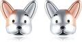 wholesale 925 Sterling Silver Corgi Dog Face Stud Earrings for Women Girls -0-0