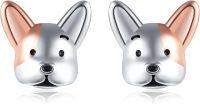 wholesale 925 Sterling Silver Corgi Dog Face Stud Earrings for Women Girls -French Bulldog