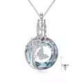 TOUPOP Sterling Silver Crystal Tree of Life Butterfly Cremation Urn Pendant-0-0