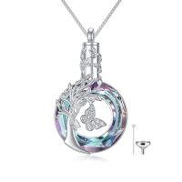 TOUPOP Sterling Silver Crystal Tree of Life Butterfly Cremation Urn Pendant-undefined