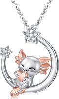 wholesale 925 Sterling Silver Axolotl Moon Star Pendant Necklace for Girls Gifts-0-0