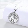 wholesale 925 Sterling Silver Mother-of-Pearl Tree of Life with Cross Pendant Necklace Gift for Women-0-4