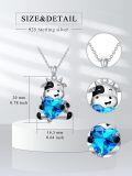 wholesale 925 Sterling Silver Cow Heart Pendant Necklace with Blue Crystal Stone for Women Girls  43cm Chain Length-0-4