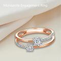TOUPOP Sterling Silver Moissanite Rose Gold Plated Double Ring Guard-0-4