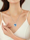 TOUPOP 925 Silver Sapphire Paw Necklace For Women-0-1