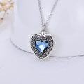 wholesale 925 Sterling Silver Heart Shaped Cremation Jewelry Pendant with Blue Crystal and Funnel Fill Kit-0-2