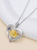 wholesale 925 Sterling Silver Heart Pendant With Gold Flower And Blue Butterfly-0-3