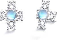 wholesale 925 Sterling Silver Moonstone Celtic Knot Viking Ear Cuffs for Women and Men-Moonstone Celtic