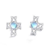 wholesale 925 Sterling Silver Moonstone Celtic Knot Viking Ear Cuffs for Women and Men-Moonstone Celtic