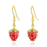 wholesale 925 Sterling Silver Strawberry Drop Earring for Women Gift-Gold Strawberry