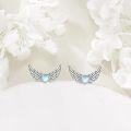 wholesale 925 Sterling Silver Heart & Wings Moonstone Stud Earrings for Women-0-2
