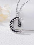 wholesale Gothic Necklace Bat/cat/owl/fox/sun Black Onyx Pendant Sterling Silver Crescent Moon Necklaces For Women Black Jewelry Gifts -0-1