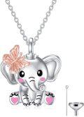 wholesale 925 Sterling Silver Elephant & Butterfly Cremation Urn Pendant Necklace with Funnel and Spoon - Keepsake Jewelry for Ashes of Loved One or Pet Memory Gifts-0-0