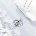 wholesale 925 Sterling Silver Heart-Shaped Blue Enamel Owl Pendant Necklace - Never Give Up Inspiration s for Women-0-3