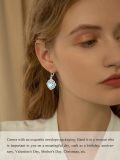 wholesale 925 Sterling Silver 925 Blue Opalite Flower Shape Leverback Dangle Drop Earrings for Women-0-3