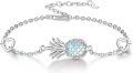 wholesale 925 Sterling Silver Moonstone Heart Charm Pineapple Bracelet-0-0