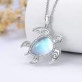 wholesale 925 Sterling Silver Moonstone Sea Turtle Necklace with Palm Tree Charm for Women Girls-0-2