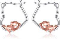 wholesale 925 Sterling Silver Pig Heart Hoop Earrings Gift for Women-Pig