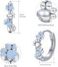 wholesale 925 Sterling Silver Blue Enamel Paw Print Huggie Hoop Earrings for Women - Small Animal Lover Gift Ideas-0-4