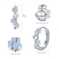 wholesale 925 Sterling Silver Blue Enamel Paw Print Huggie Hoop Earrings for Women - Small Animal Lover Gift Ideas-0-4