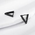 wholesale 925 Sterling Silver Black Cubic Zirconia Triangular Stud Earrings for Women Men Norse  48x36mm-0-2