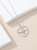 wholesale 925 Sterling Silver Heart-Shaped Caduceus Pendant Necklace for Vets and Nurses-0-2