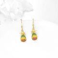 wholesale 925 Sterling Silver Gold Plated Enamel Pineapple Drop Earrings 3 Colors Available-0-2