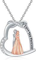 wholesale 925 Sterling Silver Heart-shaped Pendant with Mother and Child Design - I Love You Forever Necklace for Mom & Daughter Gifts-0-0