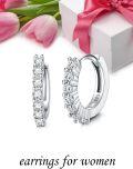 wholesale 925 Sterling Silver Round Cubic Zirconia Huggie Hoop Earrings for Women Gift Ideas-0-4