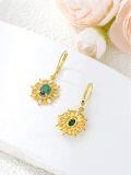 wholesale Gold 925 Sterling Silver Emerald & Cubic Zirconia Leverback Drop Earrings for Women-0-3